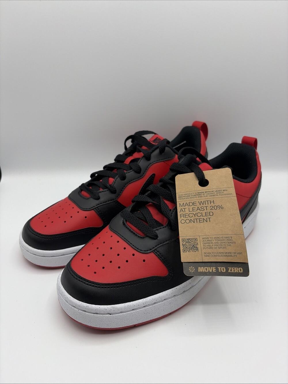 Nike Court Borough Low Recraft Boys Size 6.5Y University Red Black White NWT